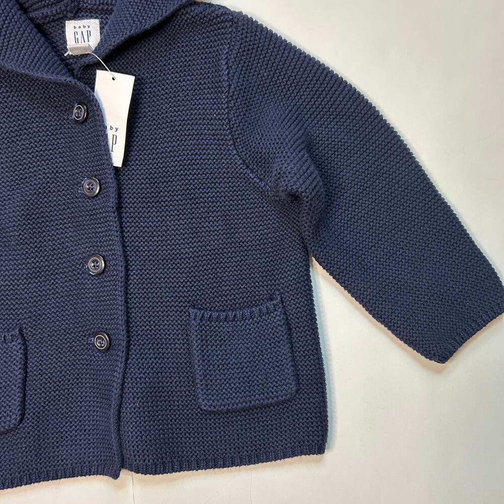 NWT Baby Gap NavyBlue Knit Hooded Cardigan 18-24M - Picture 3 of 5